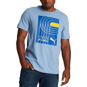 Puma Men's On Your Mark Short-Sleeve Graphic T-Shirt Sky Blue Size XL